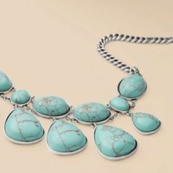 Fossil, Turquoise & Silvertone Necklace, NEW - Picture 4 of 4